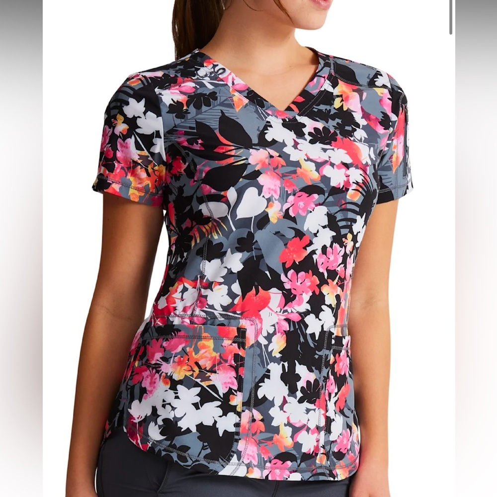 Dickies Tropical Escape V-Neck Print Scrub Top - XL NWT